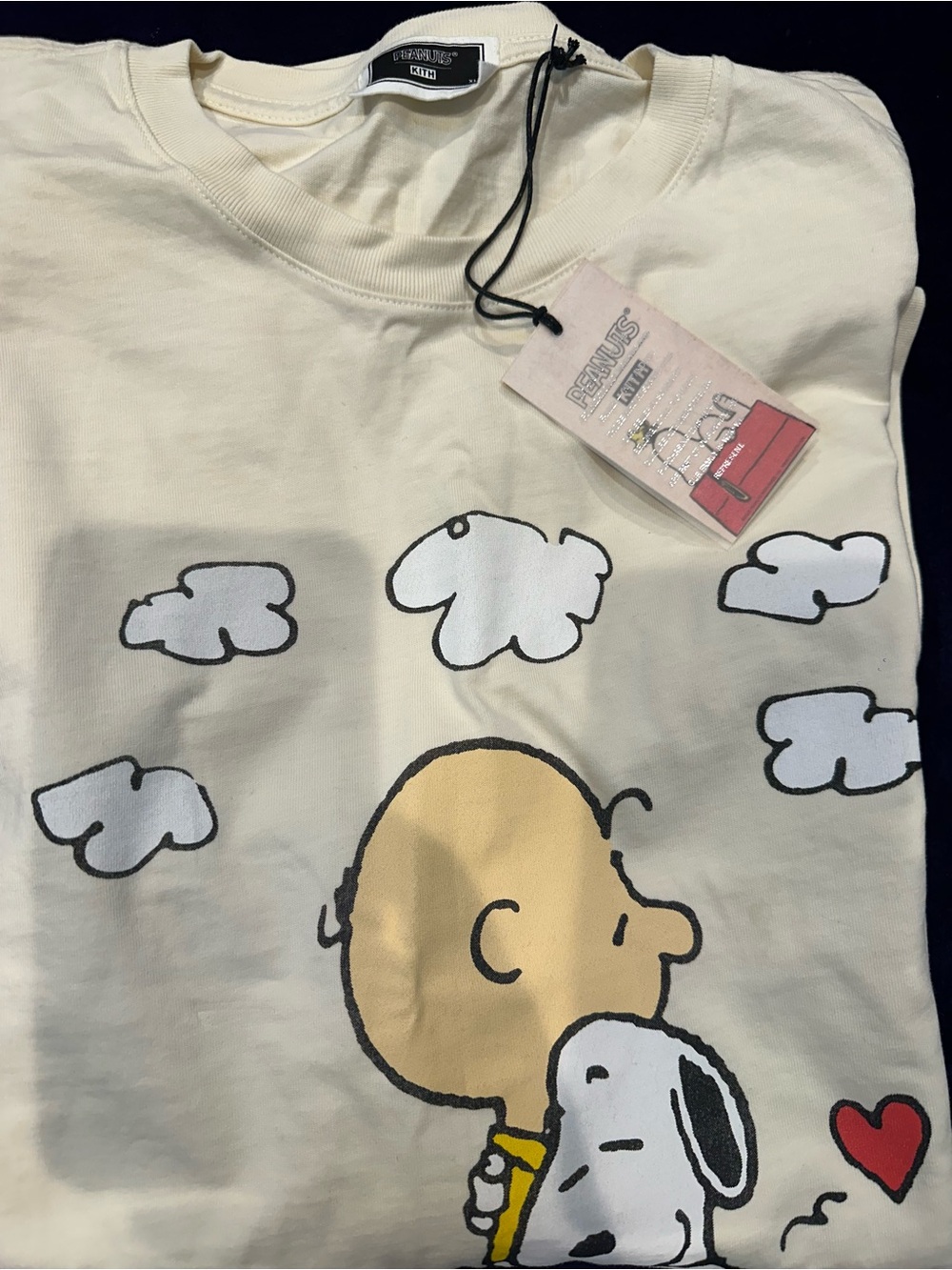 Peanuts Kith Crewneck Tee - Cream with Black Logo Patch